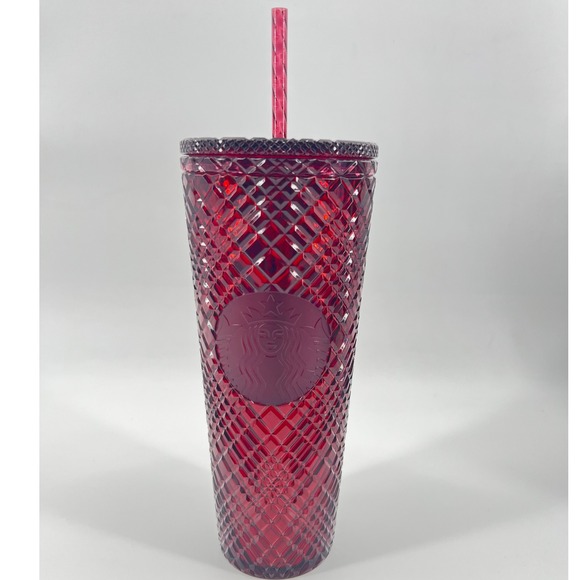 Starbucks 24 oz Tumbler Red Prism Studded Cold Cup With Straw New W/Tags Holiday - Picture 1 of 5